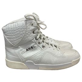 CHANEL Baskets T.EU 41 Cuir Blanc