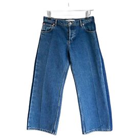 Balenciaga PF17 Jeans cropped con righe laterali bicolore Blu