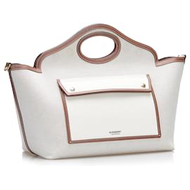 Burberry-Burberry White Pocket Satchel-White