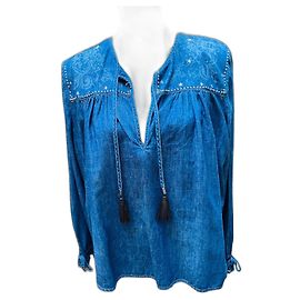 Camicetta Just Cavalli in denim blu con borchie metalliche Blu