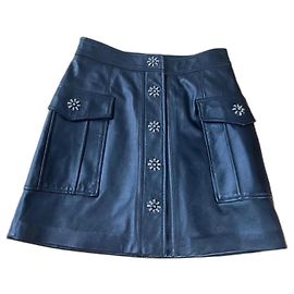 Saia de couro preta Michael Kors Preto
