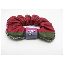 Chanel-NEW CHANEL HAIR ACCESSORY LOGO CC CHOUCHOU CUIR HAIR ACCESSORY-Other