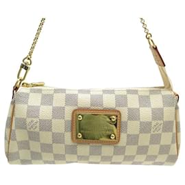 Louis Vuitton-LOUIS VUITTON EVA HANDBAG IN DAMIER AZUR CANVAS N55214 CANVAS CLUTCH BAG-Cream