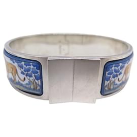 Hermès-BRACELET HERMES CLIC CLAC EN EMAIL SAFARI ARGENT MASSIF 925 18CM STRAP ENAMEL-Multicolore