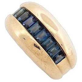 Cartier-VINTAGE CARTIER ODIN CRB RING4001052 In yellow gold 18K 6 SAPPHIRE GOLD RING-Golden