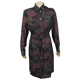 Hermès-NEW HERMES HORSE PATTERN SHIRT DRESS L 42 IN SILK SILK NEW SHIRT DRESS-Multiple colors