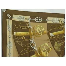 Hermès-FOULARD HERMES CLIQUETIS JULIA ABADIE CARRE 90 SOIE MARRON SILK SCARF BOITE-Marron