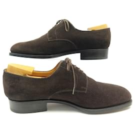 JM Weston-NEW JM WESTON DERBY SHOES 556 9.5E 43.5 LARGE BROWN SUEDE SHOE SHOES-Brown