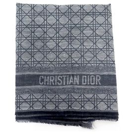 NEUE CHALE DIOR CANNAGE 21KÖNNEN140Geistiges Eigentum1 Schalbox aus Kaschmir und Leinen in Anthrazit Anthrazitgrau