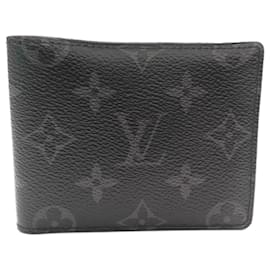 Louis Vuitton-PORTEFEUILLE LOUIS VUITTON MULTIPLE M61695 TOILE MONOGRAM ECLIPSE WALLET-Noir