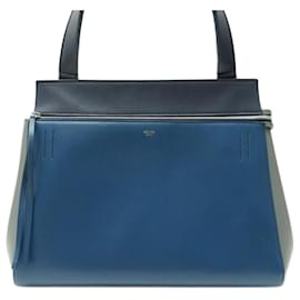 Céline-BOLSA CELINE EDGE EM BOLSA DE COURO BLUETTE CINZA AZUL-Azul