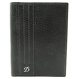 St Dupont-NEW ST DUPONT WALLET CARD HOLDER IN BLACK SEEDED LEATHER NEW WALLET-Black