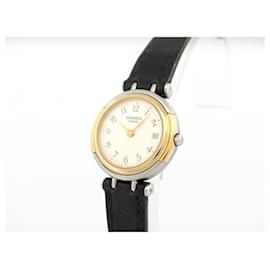 Hermès-Hermès Windsor watch 24 MM QUARTZ IN GOLD PLATE STEEL AND LEATHER GOLDEN WATCH-Golden