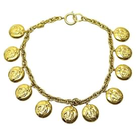 Chanel-VINTAGE CHANEL NECKLACE 11 MADEMOISELLE GABRIELLE COCO GOLD NECKLACE MEDALLIONS-Golden