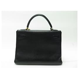 Hermès-Hermès Kelly handbag 32 RETURN IN BLACK TOGO LEATHER PURSE HAND BAG-Black