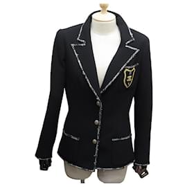 Chanel-RARE VESTE CHANEL ECUSSON LOGO GALLON S 36 LE DIABLE D'HABILLE EN PRADA JACKET-Noir