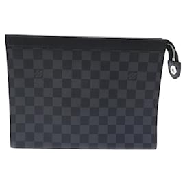 Louis Vuitton-NEW LOUIS VUITTON TRAVEL POUCH MM GRAPHITE DAMIER CANVAS N41696 Pouch-Dark grey
