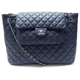 Chanel-NEW CHANEL HANDBAG CABAS PARIS-EDIMBURGH QUILTED SHOPPING TOTE BAG-Navy blue