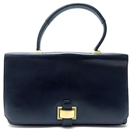 Hermès-BORSA A MANO VINTAGE HERMES BRIO SCATOLA IN PELLE BLU PORTA SPALLA BORSA A MANO IN PELLE BLU-Blu navy