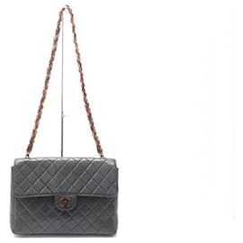 Chanel-VINTAGE SAC A MAIN CHANEL TIMELESS CLASSIQUE JUMBO CHAINE AMBRE VERT BAG-Vert