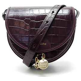 See by Chloé NOVA BOLSA CROSSBODY SEE BY CHLOE EM BOLSA DE COURO EFEITO CROCO ROXO Roxo
