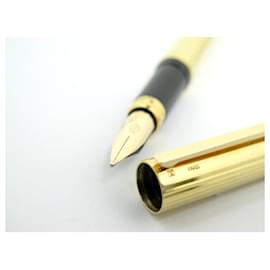 St Dupont-ST DUPONT FEATHER PEN WITH CARTRIDGES PLAQUE OR DORE GOLD PLATED FOUNTAIN PEN-Golden