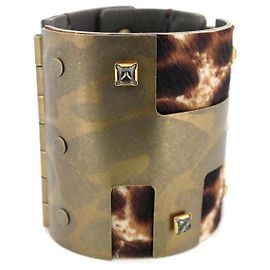 NEW LANVIN BRACELET IN BROWN POOL AND METAL CUFF + BANGLE BOX Brown
