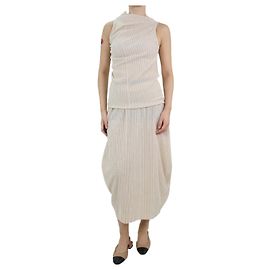 Jil Sander Ensemble haut et jupe vichy sans manches beige - taille DE 36 Autre