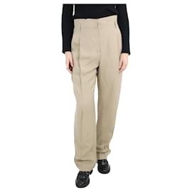 Brunello Cucinelli-Pantalon plissé beige en lin mélangé - taille US 6-Autre