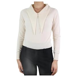 Autre Marque-Cream pointed-collar cashmere sweater - size UK 8-Cream