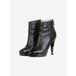 Chanel-Black patent-toe heeled boot - size EU 38-Black