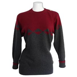 Pull cachemire CHANEL Taille M soit 38-40 Fr Bordeaux Gris anthracite