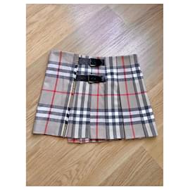 Burberry-Kilt vintage in vera lana Burberry-Multicolore,Beige,Grigio,Bianco sporco