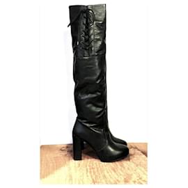 Autre Marque-High leather boots-Black