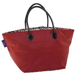 Burberry-BURBERRY Blue Label Tote Bag Nylon Red Auth cl766-Red