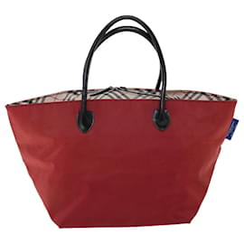 Burberry-BURBERRY Blue Label Tote Bag Nylon Rouge Auth cl766-Rouge
