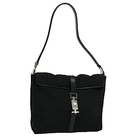 Gucci-GUCCI Jackie Shoulder Bag Canvas Leather Black 001 3734 001998 Auth ep1701-Black