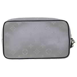 Louis Vuitton-LOUIS VUITTON Monogram Satellite Alpha Clutch Bag Silver M44171 LV Auth 53137-Silvery