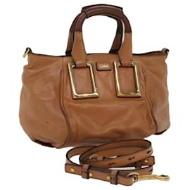 Chloé-Chloe Etel Hand Bag Leather 2way Brown 03-12-50-65 Auth yb341-Brown