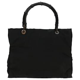 Gucci-GUCCI Bamboo Hand Bag Canvas Black 002 1016 Auth ep1617-Black