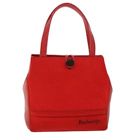 Autre Marque-Burberrys Nova Check Hand Bag Suede Leather Red Beige Auth 53782-Red,Beige