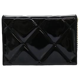 Chanel-CHANEL Matelasse Chain Shoulder Bag Patent leather Black CC Auth bs8240-Black