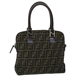 Fendi-FENDI Zucca Canvas Hand Bag Brown Auth 53776-Brown