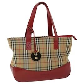 Autre Marque-Burberrys Nova Check Hand Bag Canvas Beige Red Auth 53246-Red,Beige