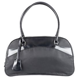 Borsa Bowling Prada Nera in Nylon e Pelle Nero