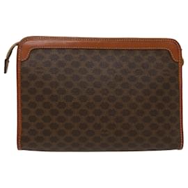 Céline-CELINE Macadam Canvas Clutch Bag PVC Leather Brown Auth yb352-Brown