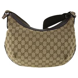 Gucci-GUCCI GG Canvas Shoulder Bag Beige Brown 181092 Auth ti1226-Brown,Beige