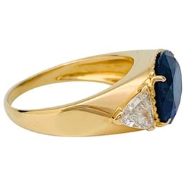 Autre Marque-A-ring.Reza in yellow gold sapphire 6,71 carats and diamonds.-Other