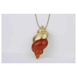 Christian Dior-Shell brooch by Robert Goossens-Gold hardware