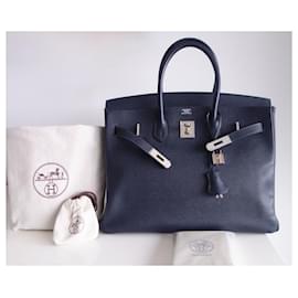 Hermès-Sac Hermes Birkin 35-Bleu Marine